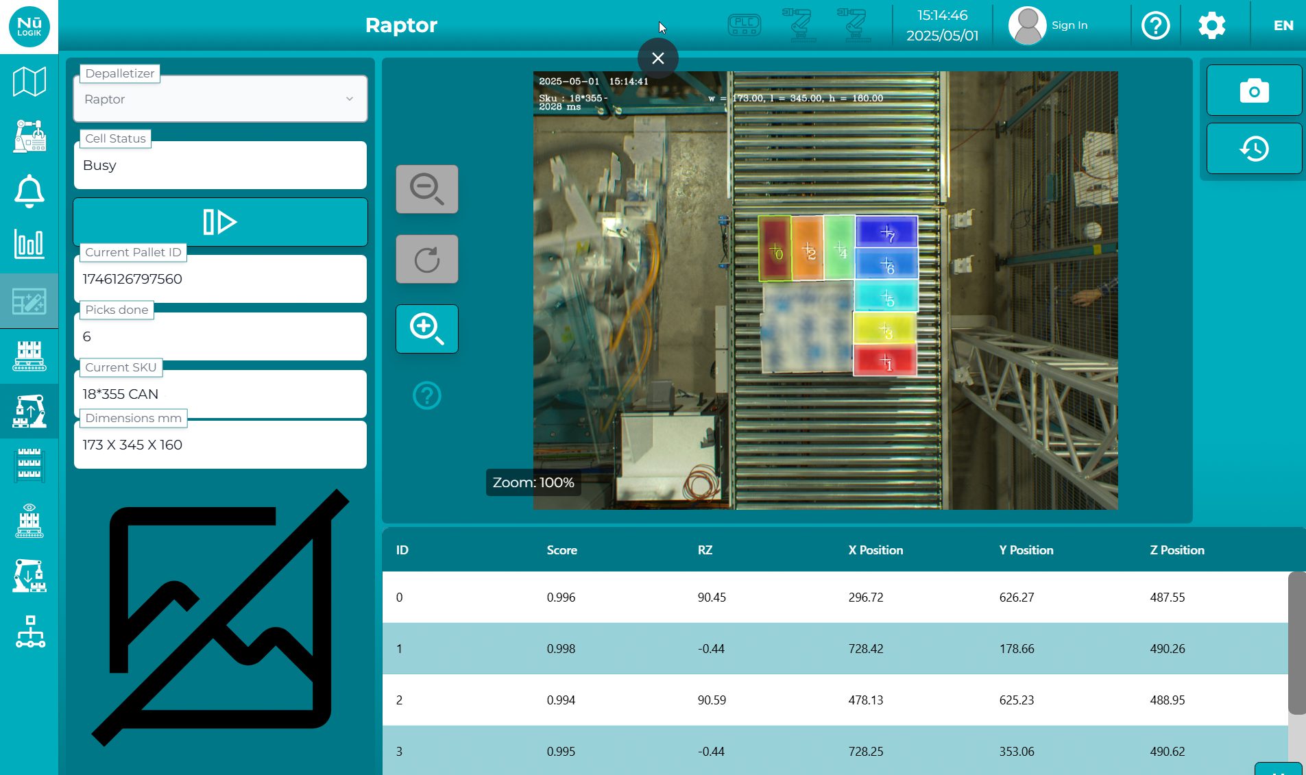 Screenshot of the NūLogik Human-Machine Interface