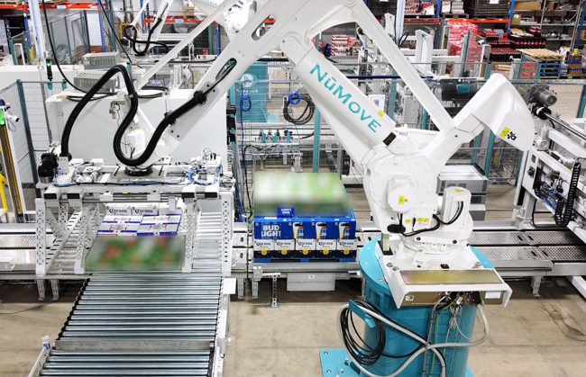 Avantages de la palettisation mixte robotisée par couche : jusqu&rsquo;à 2.5x plus rapide qu&rsquo;un palettiseur standard